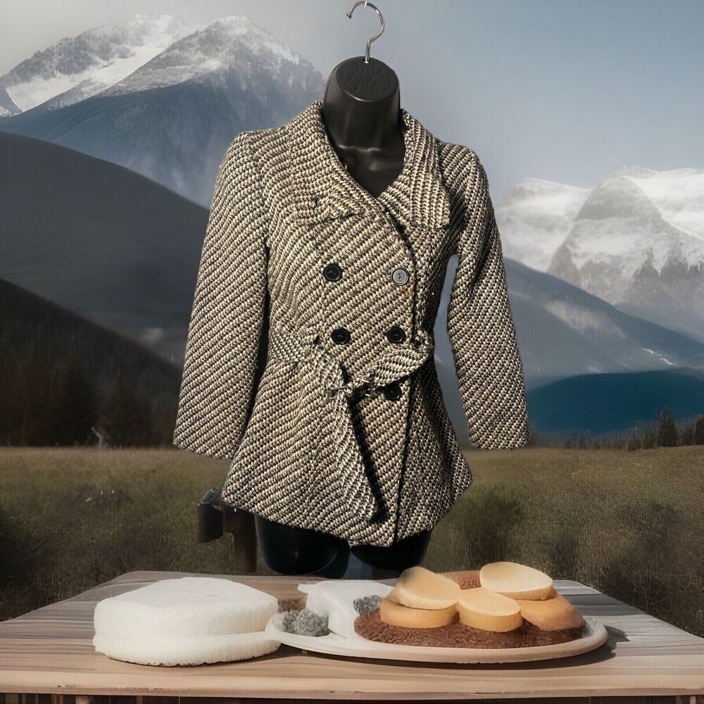 Iz Byer Coat Womens Medium Belted Faux Wool
